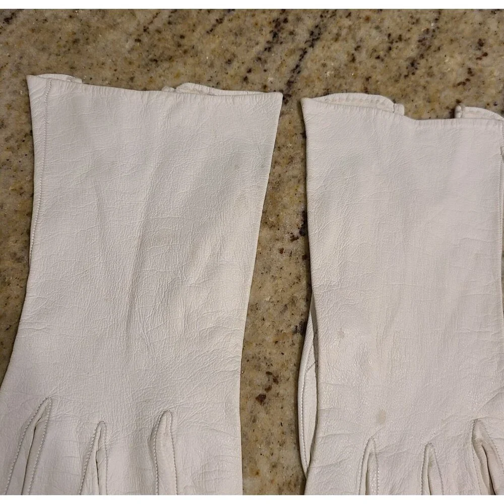 Vintage Size S White Kid Leather Formal 8.5